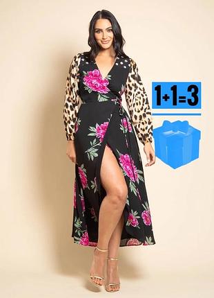 🥰довга сукня на запах в квітковий леопардовий принт dancing leopard 18