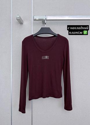 Лонгслів кофта mm6 maison margiela базовий бордовий