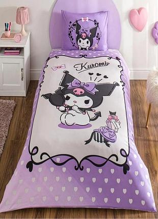 Подростковое постельное белье tac disney kuromi ранфорс полуторное на резинке