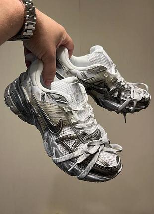 Nike v2k runtekk white silver custom