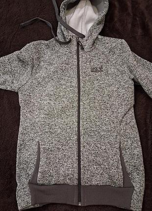 Худі жіноче jack wolfskin сіре з капюшоном