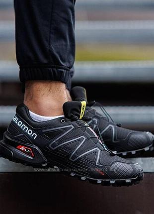 Р.41-46 кроссовки salomon speedcross 4 black white sl023