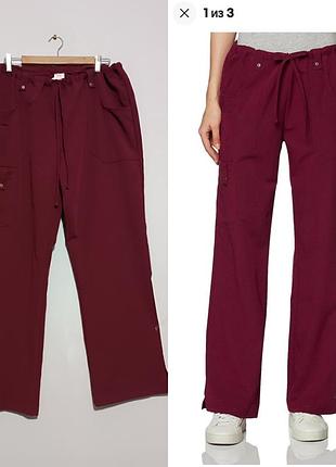 Dickies брюки-скрабы xtreme stretch fit с кулиской, l, винного цвета
