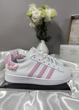 Кросівки adidas superstar knotted rope white clear pink