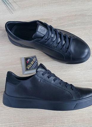 Чоловічі шкіряні чорні кеди ecco street tray m gore-tex, 40р.