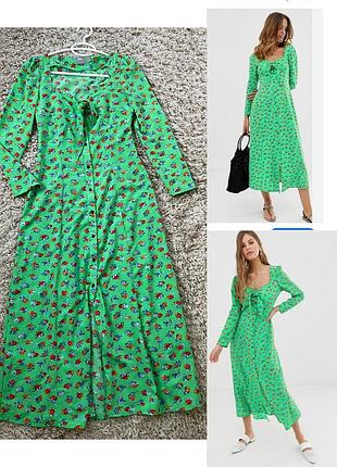 Шикарна довга сукня в принт в зеленому кольорі,asos,p.2-6