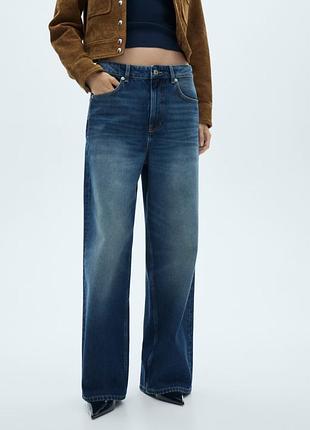 Широкі оверсайз джинси mango wide leg loose вайд лег лузи темно-сині
