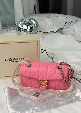 Жіноча сумка coach tabby shoulder bag pink with gold hardware рожева