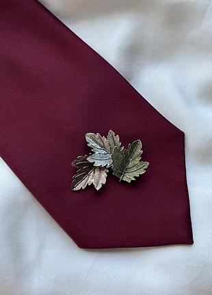 Брошка листочок вінтаж металева