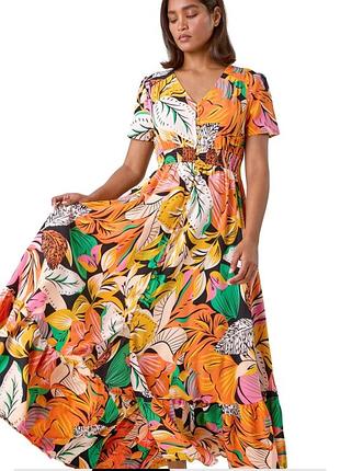 Яркое платье макси из натуральной ткани от roman🧡💚