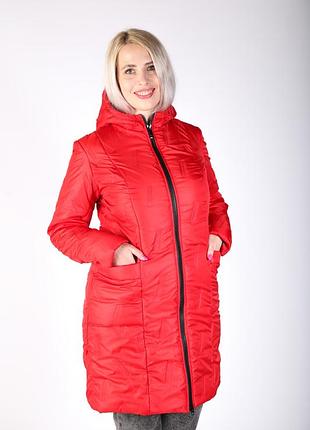 Пальто миди женское демисезонное с капюшоном чёрное стёганое 48-56 48