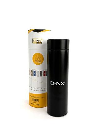 Термос denx dx1703 500 мл с датчиком температуры и ситечком. черный (dx1703)