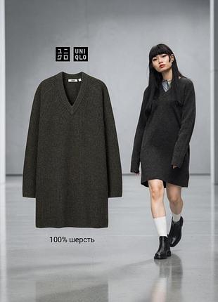 Uniqlo трикотажне плаття в рубчик 100% вовна