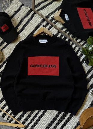 Светр жіночий calvin klein оригінал кельвін кляйн чорний з логотипом надписом s xs вовняний