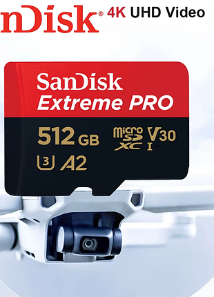 Картка пам'яті sandisk extreme pro micro sdxc 512 гб. 140/200 мб/с.
