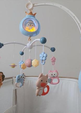 Мобиль музыкальный на кроватку с проекцией sleepy pingvi, ночник, пульт
