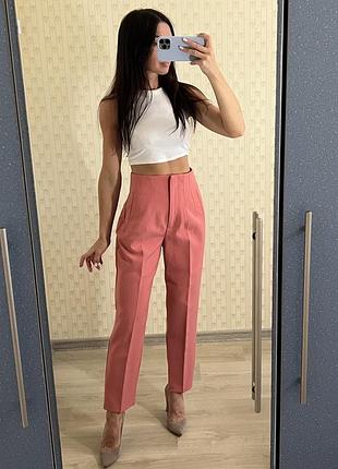 Брюки zara с высокой посадкой классические брюки на работу костюм zara широкие штаны