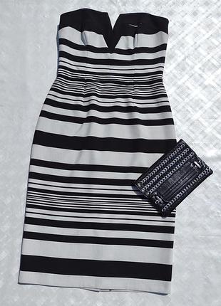 Стильное миди платье белое в чёрную полоску river island