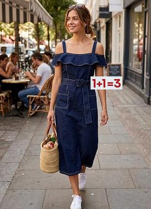 1+1=3 🎁 красива сукня міді з поясом 55% льон від v by very