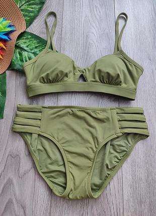 Купальник beautikini bikini, зеленый, топ с низом, размер s