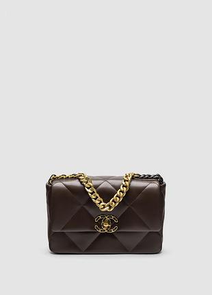 Сумка шанел 19 large handbag brown/gold