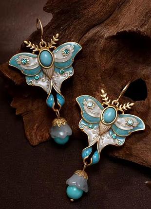 Изысканные 🦋 серьги махаон, запечённая эмаль, бабочка