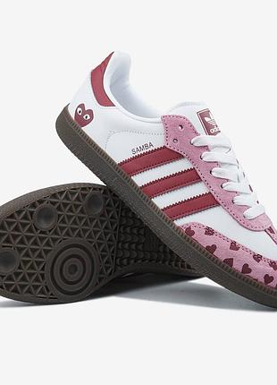 Adidas samba x comme des garçons play white pink