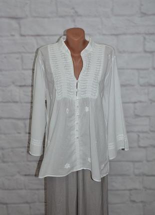 Блуза хлопковая свободного кроя с вышивкой cottonsoul