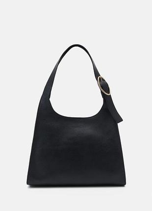 Стильна шкіряна сумка tote bag | натуральна шкіра | чорна