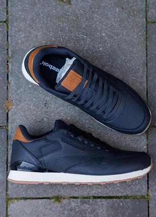 Р.41-46 кросівки reebok classic super leather dark blue brown rb047