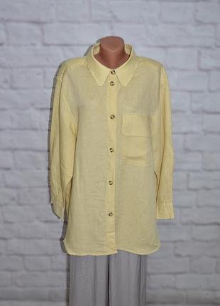 Рубашка льняная свободного кроя h&amp;m linen blend
