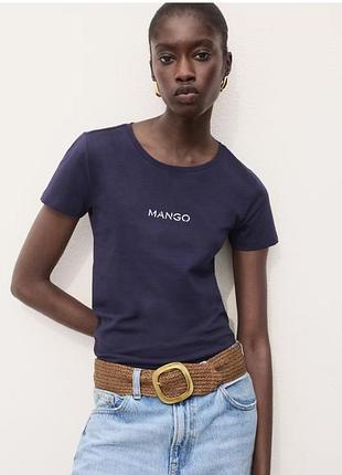 Mango футболка з бавовни з логотипом