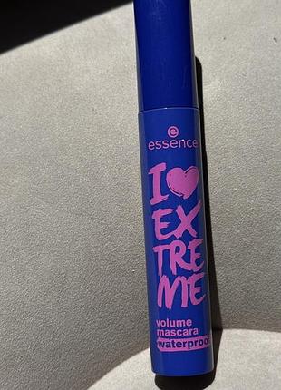 Водостійка туш для вій essence i love extreme volume mascara waterproof black, 12 мл