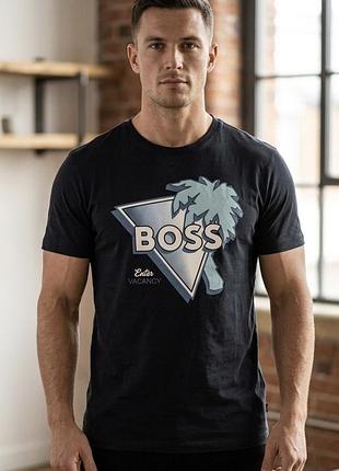 Чоловіча футболка hugo boss з літнім принтом (розмір m, оригінал)