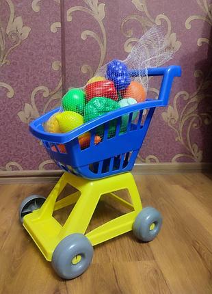Тележка игрушечный супермаркет овощи и фрукты