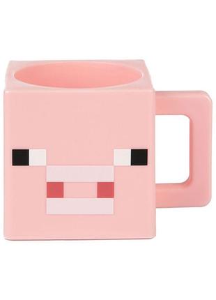 Кружка-кружка чашка майнкрафт поросенок minecraft pig face пластиковая розовая