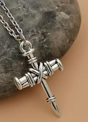 Крестик с цепочкой iron cross nails, кулон унисекс