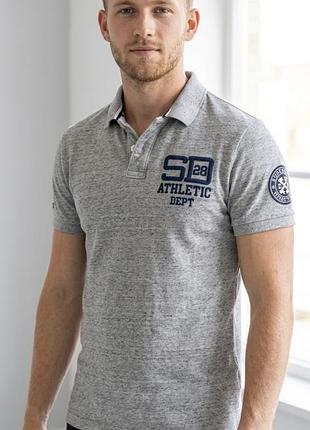 Фірмове чоловіче поло superdry athletic dept, розмір l, сірий меланж