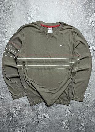 90x vintage винтажный лонгслив nike найк big swoosh logo striped в полоску size l размер л
