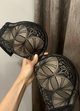 Бюстгальтер 85b - push-up balconette bra liza колір: - чорний