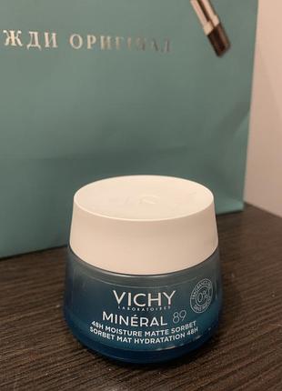 Гель-сорбет для лица vichy (виши) mineral 89 матирующий, для жирной и комбинированной кожи, увлажнение 48 часов 40 мл з 50 мл