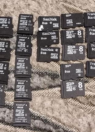 Картка пам'яті 8 гб microsd kingston sandisk transcend 3.52-20.5/11.4-87.1 мікросхем microsdhc