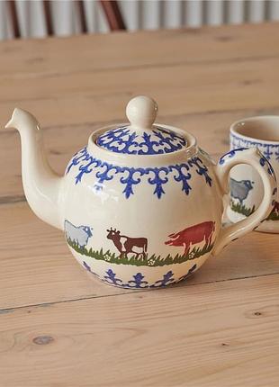 Керамічний чайник для заварювання brixton printed teapot у дизайні farm animal (фермерські тварини)