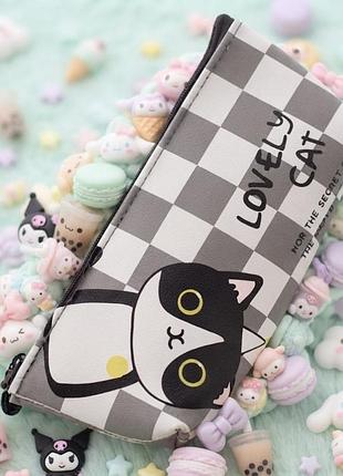 Пенал «lovely cat» у клітинку силікон