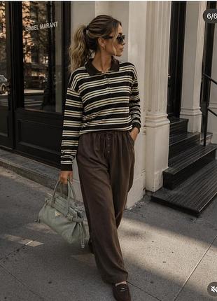 Коричневе поло zara у смужку