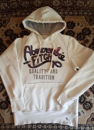 Чоловічий білий худі abercrombie & fitch