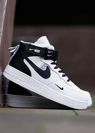 Кросівки зимові nike air force utiliti high white black winter fur