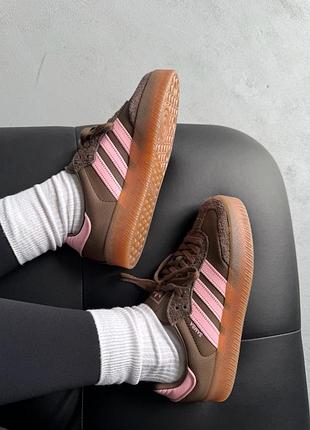 😍 жіночі кросівки adidas samba platform brown/pink
