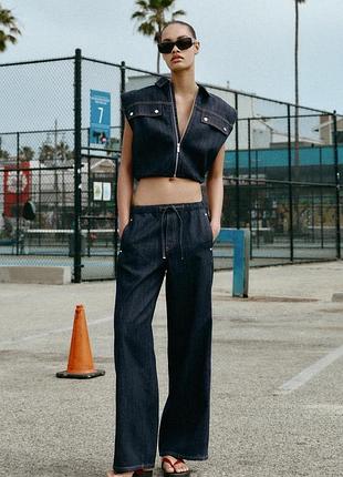 Джинси джоггери wide leg від zara woman, м, l, оригінал