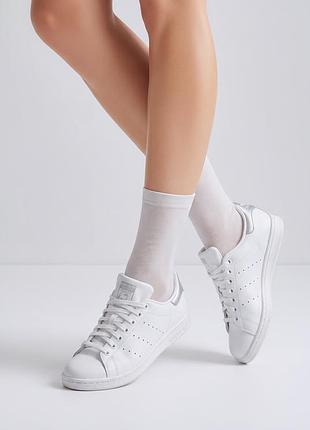 Шкіряні кросівки adidas stan smith white silver (оригінал)